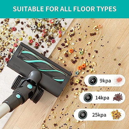 Belife BVC11 Cordless Vacuum Cleaner, 25Kpa Stick Vacuum Cleaners for Home Hardwood Floor Carpet Pet Hair, 380W Powerful Brushless Motor, Up to 40mins Runtime, LED Touch Display, Blue
