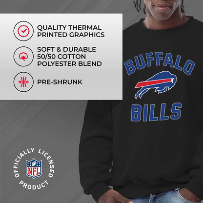 Team Fan Apparel NFL Adult Gameday Football Crewneck Sweatshirt - Cotton Blend - Stay Warm, Comfortable & Stylish on Game Day (Buffalo Bills - Black, Adult XX-Large)