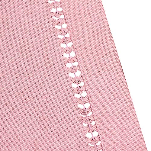 Grelucgo Large Handcrafted Solid Color Dining Table Runner, Double-Hemstitched (Pink, 14 x 120)