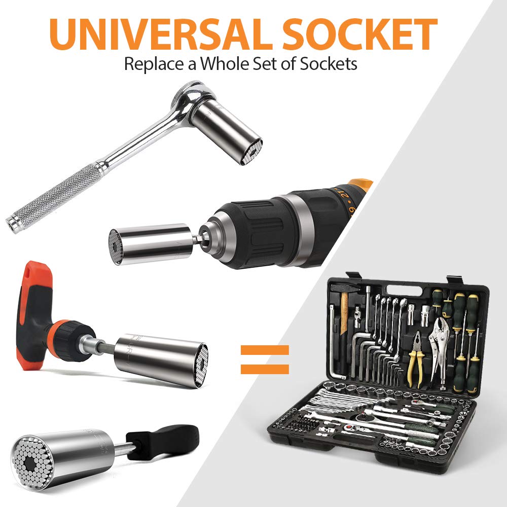 Super Universal Socket Tools Gifts for Men - Valentines Day Gifts Mens Gift Socket Set with Power Drill Adapter(7-19 MM) Cool Stuff Gadgets for Men Women Birthday Gift for Dad Husband Fathers Day