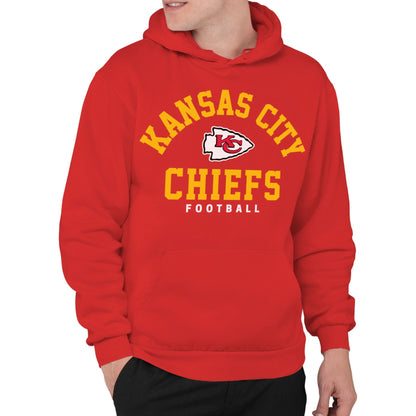 Junk Food Clothing x NFL - Kansas City Chiefs - Classic Team Logo - Unisex Adult Pullover Fleece Hoodie for Men and Women - Size Large, Red