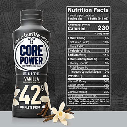 Veher Fairlife Core Power Elite 42g High Protein Milk Shakes Variety Pack - Ready to Drink for Workout Recovery, 14 Fl Oz (6 - Pack), Liquid