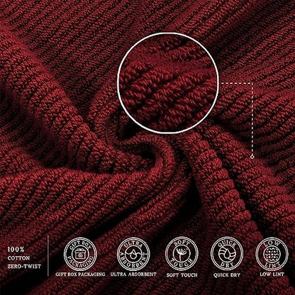 VOOVA & MOVAS Red Bath Towels, Luxury 4PC Gift Set, Large 30" x 56", 100% Cotton | Thick | Soft | Quick Dry, Luxury Towels for Bathroom, Pool and Spa,Christmas Bathroom Decor