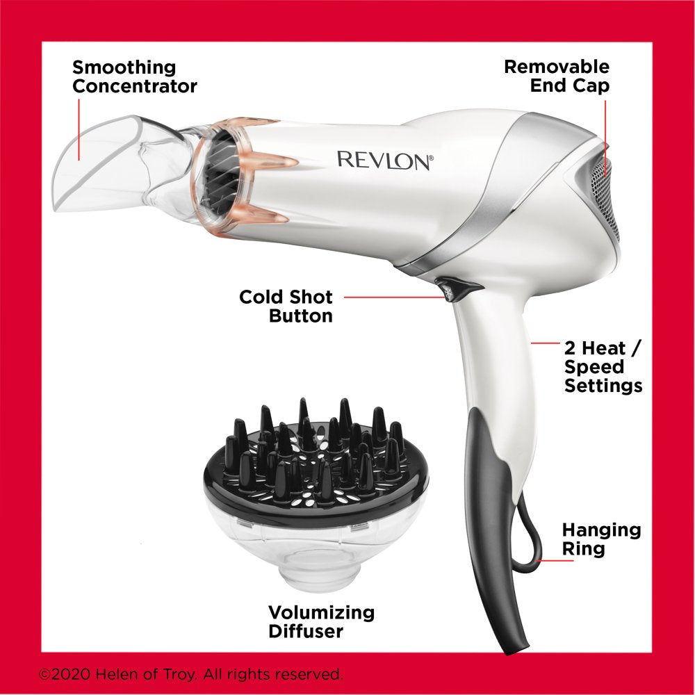 Revlon 1875W Infrared Heat + Ceramic Hair Dryer, White