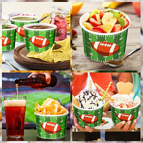 CHENGU Football Snack Bowl Paper Game Day Football Bowls Party Supplies Football Ball Serving Bowl Paper Cups Disposable Paper Bucket for Football Tailgate Dinner Sports Event(48 Pieces)