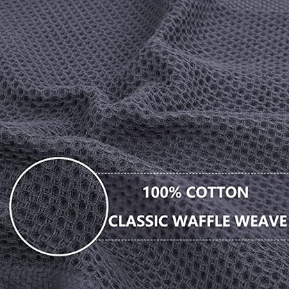 Homaxy 100% Cotton Waffle Weave Kitchen Dish Cloths, Ultra Soft Absorbent Quick Drying Dish Towels, 12x12 Inches, 6-Pack, Dark Grey