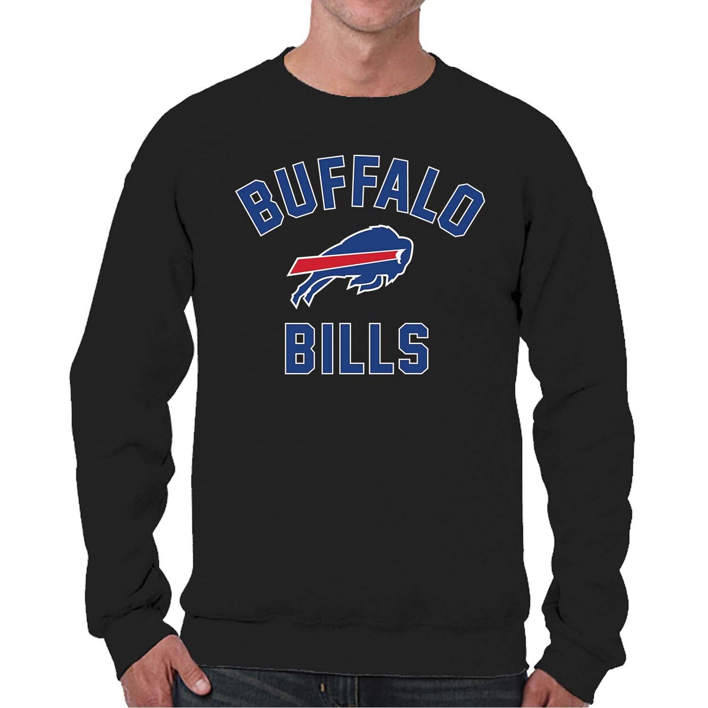 Team Fan Apparel NFL Adult Gameday Football Crewneck Sweatshirt - Cotton Blend - Stay Warm, Comfortable & Stylish on Game Day (Buffalo Bills - Black, Adult XX-Large)