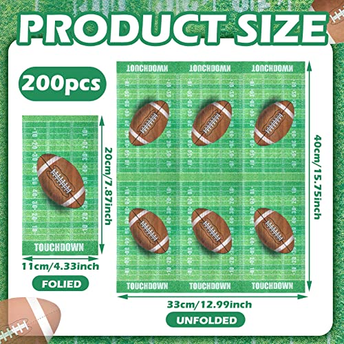 Fuutreo 200 Pcs Football Guest Napkins 2 Ply Decorative Disposable Football Napkins Football Party Supplies Decorations Green Paper Napkins Set for Sport Football Party Favors