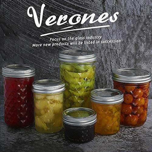 VERONES Mason/Canning Jars, 4 OZ Jelly Jars With Regular Lids and Bands, Ideal for Jam, Honey, Wedding/Shower Favors, DIY Spice Jars, 16 PACK, Extra 16 Lids