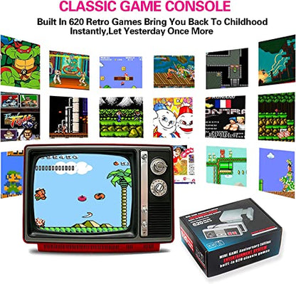GameNext Mini Game Console Childhood Video Game Consoles Built-in 620 Games with NES Dual Controllers Handheld Game Player Console Classic System Edition Plug & Play for Kids & Adults