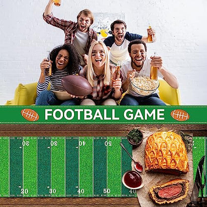 Football Kitchen Table Runner Decor with Tassels Football Tablecloth Grass Court Table Runner Touch Down Boy Sport Football Birthday Theme Party Table Cover Decoration 14 x 71