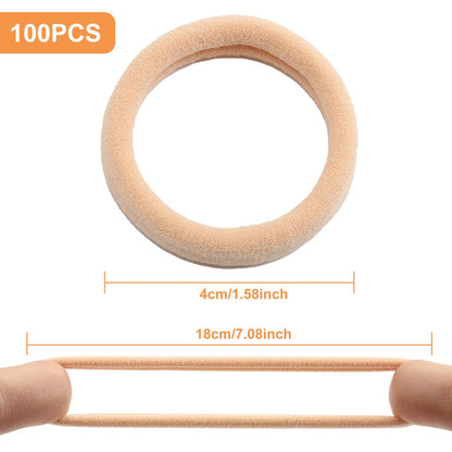 100 Pcs Thick Seamless Tan Hair Ties, Ponytail Holders Hair Accessories No Damage for Thick Hair (Light Blonde Colors)