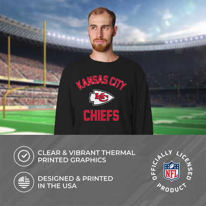 Team Fan Apparel NFL Adult Gameday Football Crewneck Sweatshirt - Cotton Blend - Stay Warm, Comfortable & Stylish on Game Day (Kansas City Chiefs - Black, Adult XX-Large)