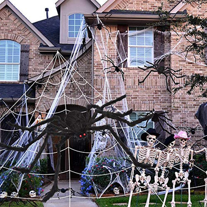 OCATO 200" Halloween Spider Web + 59" Giant Spider Decorations Fake Spider with Triangular Huge Spider Web for Indoor Outdoor Halloween Decorations Yard Home Costumes Parties Haunted House Décor