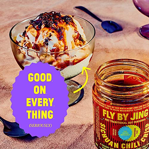 FLYBYJING Sichuan Chili Crisp, Gourmet Spicy Tingly Crunchy Hot Savory All-Natural Chili Oil Sauce w/Sichuan Pepper, Versatile Hot Sauce Good on Everything and Vegan, 6oz (Pack of 1)