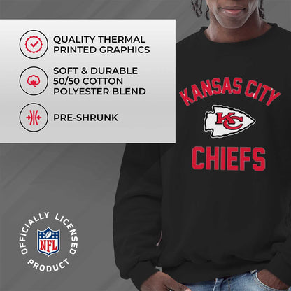 Team Fan Apparel NFL Adult Gameday Football Crewneck Sweatshirt - Cotton Blend - Stay Warm, Comfortable & Stylish on Game Day (Kansas City Chiefs - Black, Adult XX-Large)