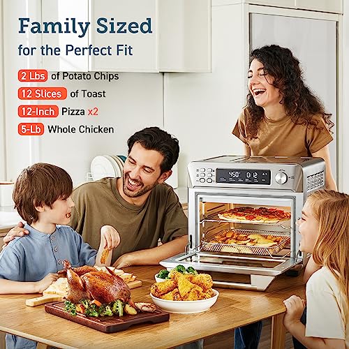 COSORI Toaster Oven Air Fryer Combo, 12-in-1, 26QT Convection Oven Countertop, Stainless Steel with Toast Bake and Broil, Smart, 6 Slice Toast, 12'' Pizza, 75 Recipes&Accessories