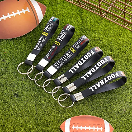 Junkin 24 Pieces Football Theme Party Favors Football Silicone Keychains with Motivational Quotes for Boys Teens Adults Football Accessories Party Supplies