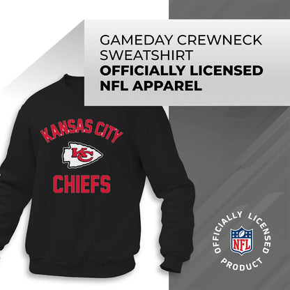 Team Fan Apparel NFL Adult Gameday Football Crewneck Sweatshirt - Cotton Blend - Stay Warm, Comfortable & Stylish on Game Day (Kansas City Chiefs - Black, Adult XX-Large)