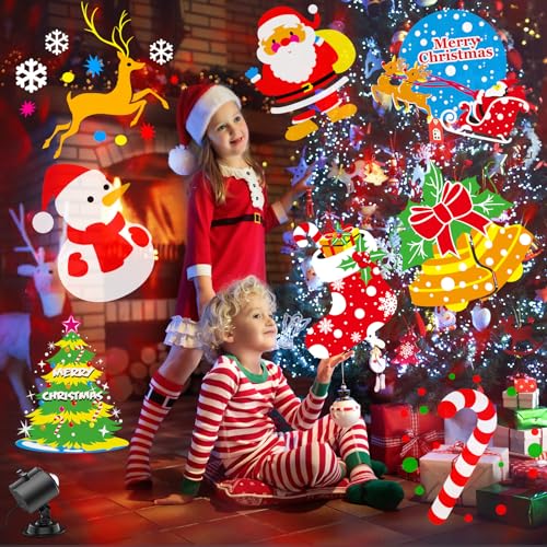Brighter Christmas Decorations Projector Lights Outdoor 2023 Upgrade, Display 8 Patterns at a Time, 8 Themes Holiday Projector Light Show Outdoor