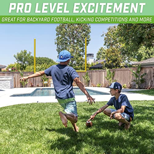 GoSports 8 ft PRO Kick Challenge Field Goal Post Set with 2 Footballs and Kicking Tee - Life Sized Backyard Field Goal for Kids & Adults