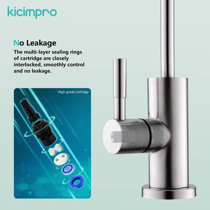 Water Filter Faucet, Kicimpro Drinking Water Faucet Fits Most Reverse Osmosis and Water Filtration System for Kitchen Bar Sink in Non-Air Gap SUS304 Stainless Steel Modern Brushed Nickel Lead-Free