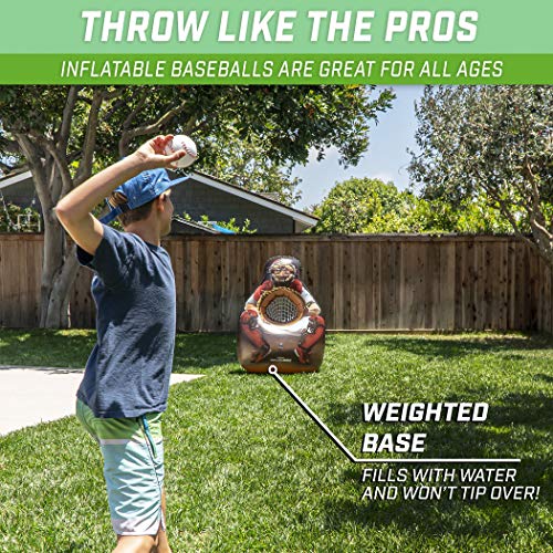 GoSports Inflataman Baseball Toss Challenge - Inflatable Catcher Strike Zone Pitching Game