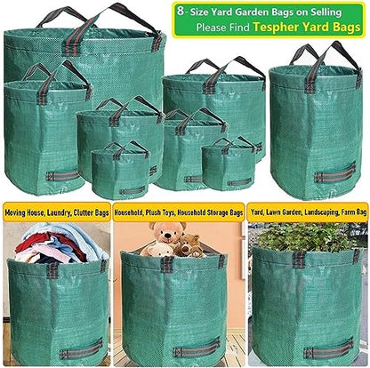 Professional 2-Pack 137 Gallon Lawn Garden Bags (D34, H34 inches) Yard Waste Bags with Coated Gloves, Large Leaf Bags 4 Handles,Yard Debris Bags,Gardening Clippings Bags,Leaf Container,Lawn Trash Bags