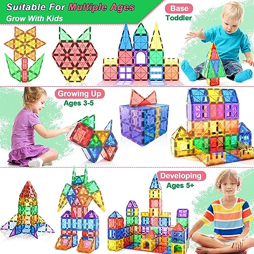 IGIVI Magnetic Tiles Toddler Toys for 3+ Year Old Boys & Girls, Magnetic Blocks Building Toys Games for Kids, STEM Learning Educational Sensory Toys, Birthday Gift Toys for Boys & Girls 4-6 5-7 6-8