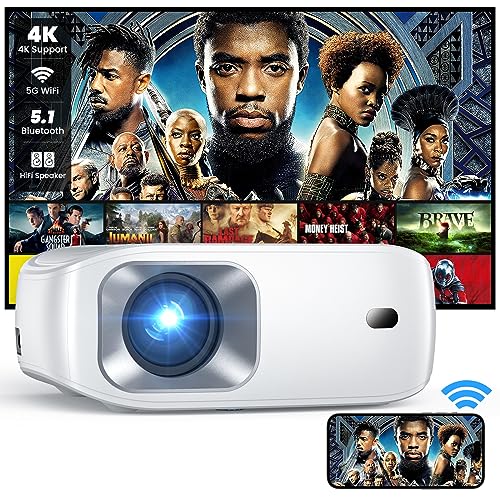 4K Support Projector with Wifi and Bluetooth, HONPOW Portable Mini Projectors for Outdoor Movies Use, Compatible with TV Stick, Laptop, Smartphone, Xbox, PS5