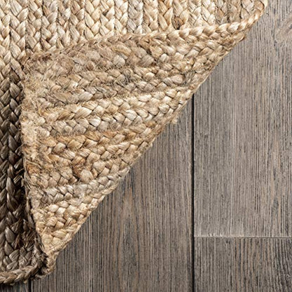 nuLOOM Rigo Hand Woven Farmhouse Jute Area Rug, 8' x 10', Natural