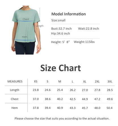 THE GYM PEOPLE Women's Short Sleeve Workout Shirts Breathable Yoga T-Shirts with Side Slits Athletic Tee Tops Light Green