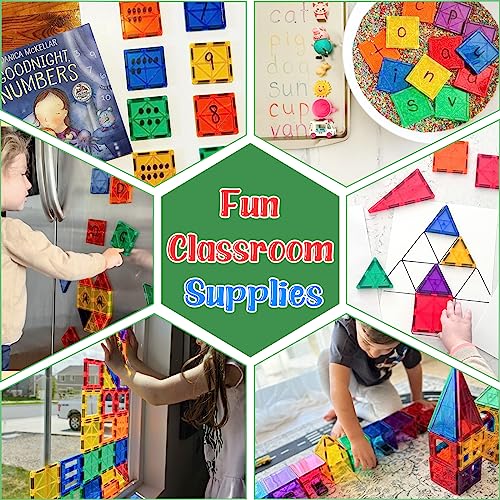 Kids Toys Magnetic Tiles Starter Set, Magnetic Blocks for Toddlers Magnet Building Toys Preschool Montessori Learning Games for 3+ Year Old Boys & Girls, Creative Classroom Supplies