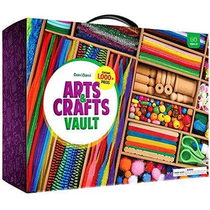 Dan&Darci Arts and Crafts Vault - 1000+ Piece Craft Supplies Kit Library in a Box for Kids Ages 8 9 10 11 & 12 Year Old Girls & Boys - Crafting Set Kits - Gift Ideas for Kids Art Project Activity