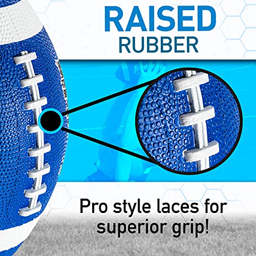 Franklin Sports Football - Grip-Rite 100 - Kids Junior Size - Youth Football - Durable Outdoor Rubber Football - Blue / White