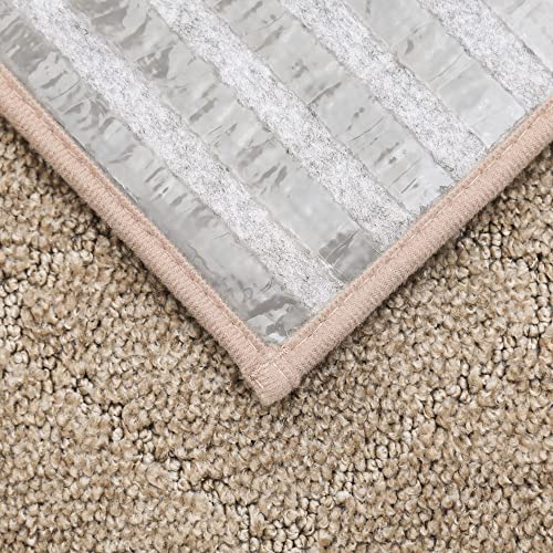 COSY HOMEER Edging Stair Treads Non-Slip Carpet Mat 28inX9in Indoor Stair Runners for Wooden Steps, Edging Stair Rugs for Kids and Dogs, 100% Polyester TPE Backing (10pc, Beige)