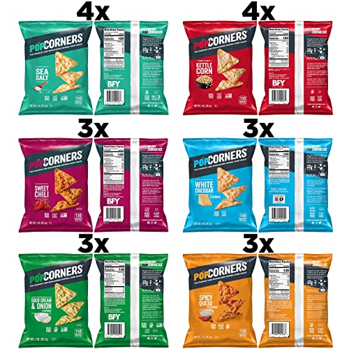 PopCorners Popped Corn Snacks, 6 Flavor Variety Pack, 1oz Bags (20 Pack)