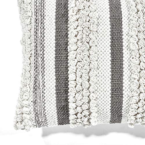 Lush Decor Bria Stripe Decorative Throw Pillow Cover, 20" W x 13" L, Gray - Rectangle Pillow Cover - Throw Pillows For Bed, Couch, Or Chair