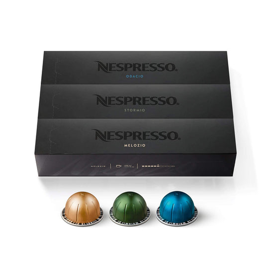 Nespresso Capsules VertuoLine, Medium and Dark Roast Coffee, Variety Pack, Stormio, Odacio, Melozio, 30 Count, Brews 7.77 Fl Oz (Pack of 3 )