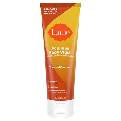 Lume Acidified Body Wash - 24 Hour Odor Control - Removes Odor Better than Soap - Moisturizing Formula - SLS Free, Paraben Free - Safe For Sensitive Skin - 8.5 ounce (Toasted Coconut)