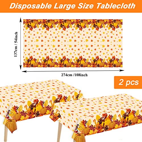 24 Guests Thanksgiving Plates and Napkins Sets Fall Party Supplies Tablecloth Plates Napkins Forks Set, Autumn Leaves Disposable Tableware Decorations Pumpkin Maple Fall Party Decorations Favors