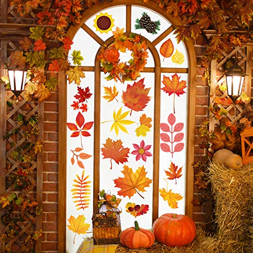 Funnlot 324 PCS Fall Window Clings, Autumn Window Clings for Glass Autumn Window Stickers Thanksgiving Clings for Windows Autumn Clings for Windows Fall Window Stickers Thanksgiving Autumn Home Office Decorations