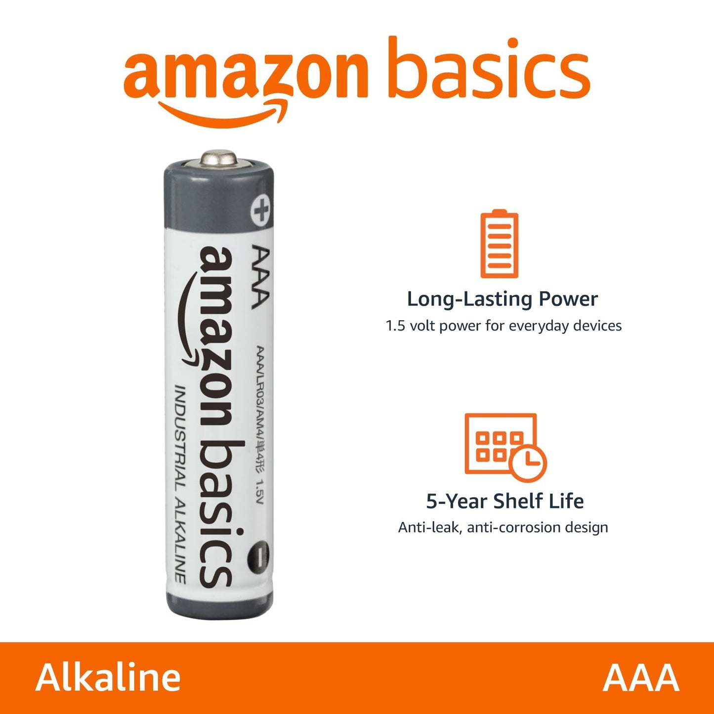 Amazon Basics 150-Pack AAA Alkaline Industrial Batteries, 1.5 Volt, 5-Year Shelf Life