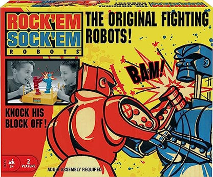 Mattel Games Rock 'Em Sock 'Em Robots Kids Game, Fighting Robots with Red Rocker & Blue Bomber, Knock His Block Off (Amazon Exclusive)