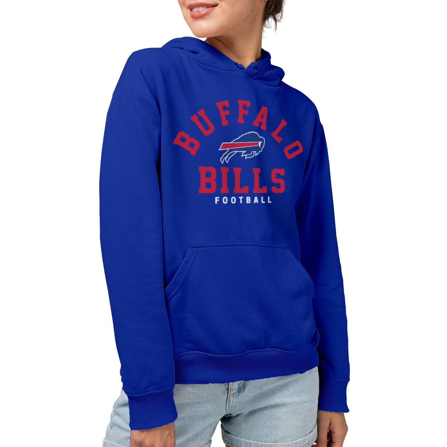 Junk Food Clothing x NFL - Buffalo Bills - Classic Team Logo - Unisex Adult Pullover Fleece Hoodie for Men and Women - Size Large