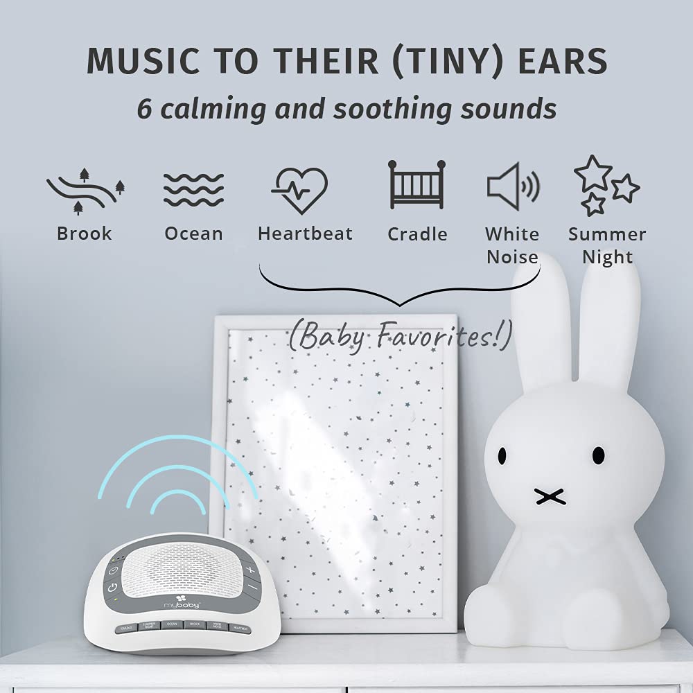 MyBaby SoundSpa White Noise Machine for Babies | 6 Soothing Lullabies for Newborns, Sound Therapy for Travel, Relaxing, Kids, Newborns, Baby Songs, Adjustable Volume, Auto-off Timer, By HoMedics