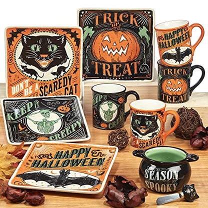 Certified International Scaredy Cat 3 pc. Melamine Hostess Serving Set, Multicolor, Large