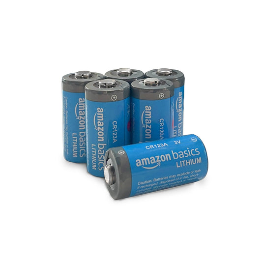 Amazon Basics 6-Pack CR123A Lithium Batteries, 3 Volt, 10-Year Shelf Life