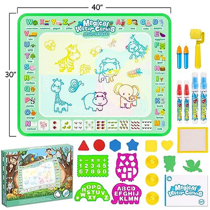 Water Doodle Mat,Reusable Painting Writing Doodle Board Toy,Mess Free Coloring Doodle Drawing Mat Educational Toys,Birthday Christmas Gifts for 3 4 5 6 7 8 Years Old Kids