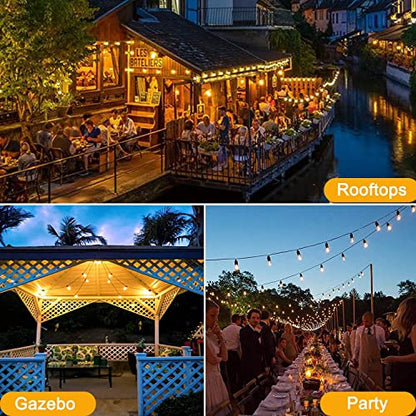 60FT LED Outdoor String Lights, S14 (30FT*2) Patio String Lights for Outside with Shatterproof E12 LED Bulbs, Weatherproof LED Outdoor Lights for Patio Backyard Porch Garden Bistro Cafe Party Decor